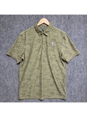 Adidas Mickey Mouse Shirt Mens Medium Green Camo Golf Polo Short Sleeve Disney